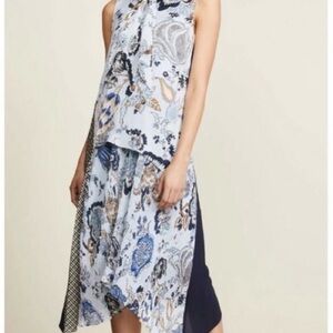 Tory Burch Margaret Asymmetrical Blue Happy Times dress LN